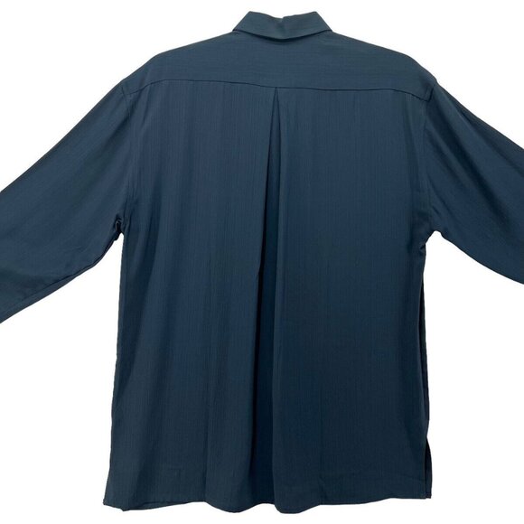 Vintage Equilibrio Mens M Blue Button Down Casual Blue Pocket Woven EUC - Picture 2 of 10